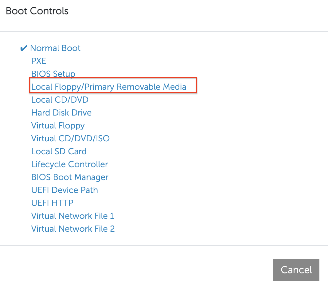 Figure: Set One-Time Boot Option