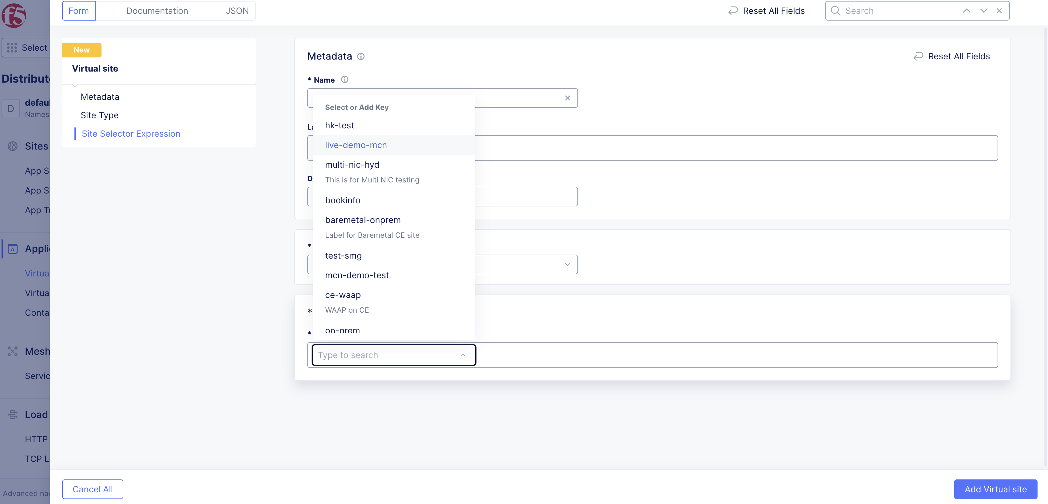 Figure: Selector Expression for Key