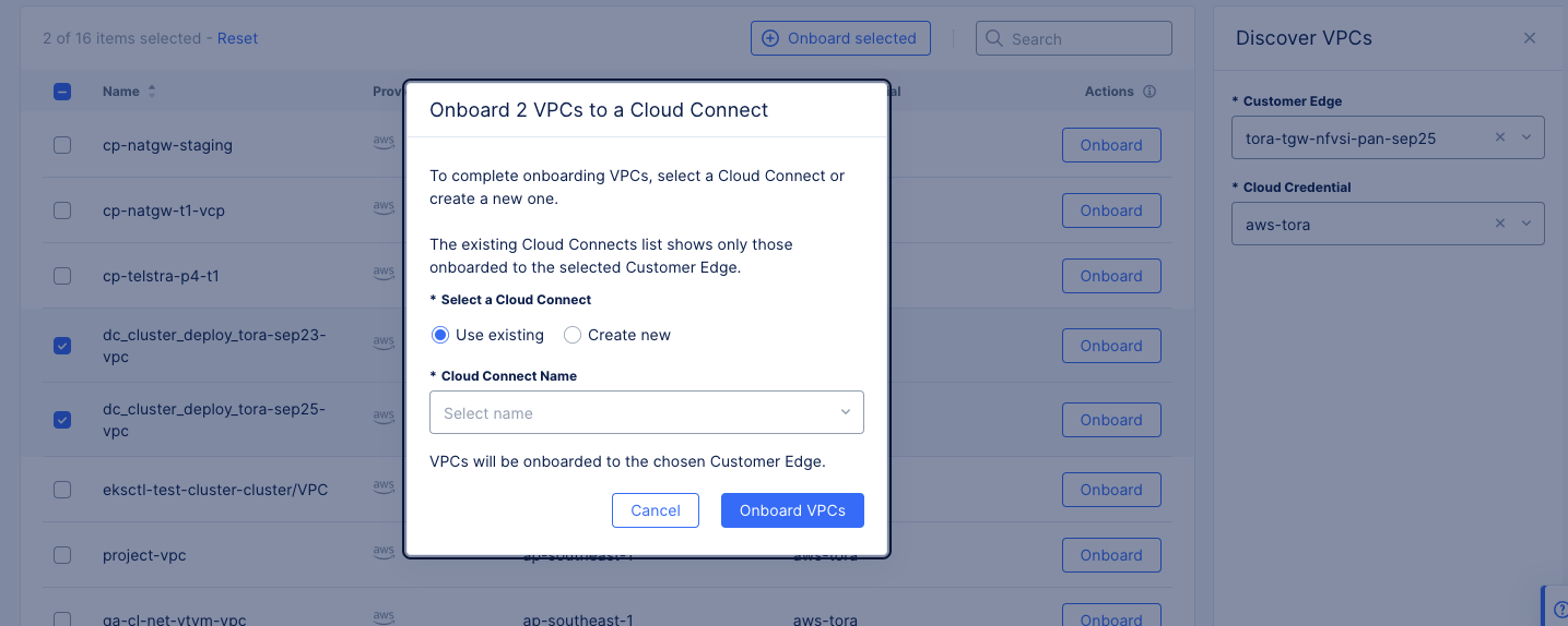 Onboard VPCs